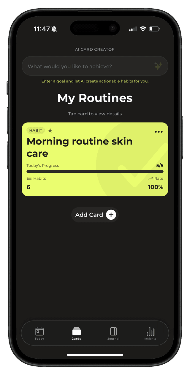 Brikka App - Daily Rituals View
