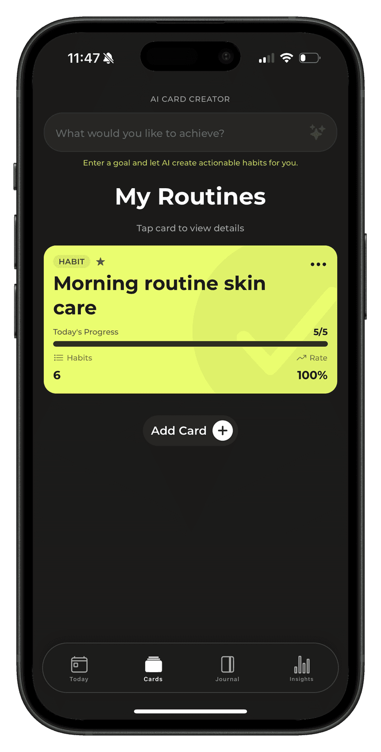 Brikka App - Daily Rituals View